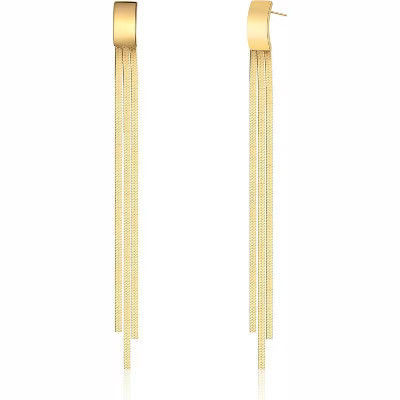 Long Tassel Dangle Drop Earrings, Silver/Gold Cz Chain Earrings for Women Fringe Geometric Bar Drop Formal Earrings | Target