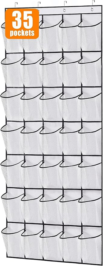 MISSLO 35 Large Pockets Over The Door Shoe Organizer Sturdy Oxford Fabric Hanging Shoe Rack for D... | Amazon (US)