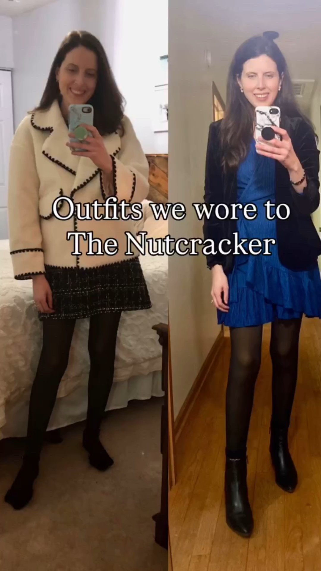 Winter outfits we wore to see the nutcracker ballet. 

Love the sherpa jacket and tweed dress with velvet bow flats 

The sheen on this blue ruffle dress is so pretty. I paired it with a velvet blazer 

We are both wearing our favorite fleece lined tights. 

Winter outfit

#LTKHoliday #LTKSeasonal #LTKootd