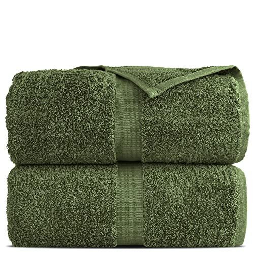Towel Bazaar Premium Turkish Cotton Super Soft and Absorbent Towels (2-Piece Bath Sheet Towel, Moss  | Amazon (US)