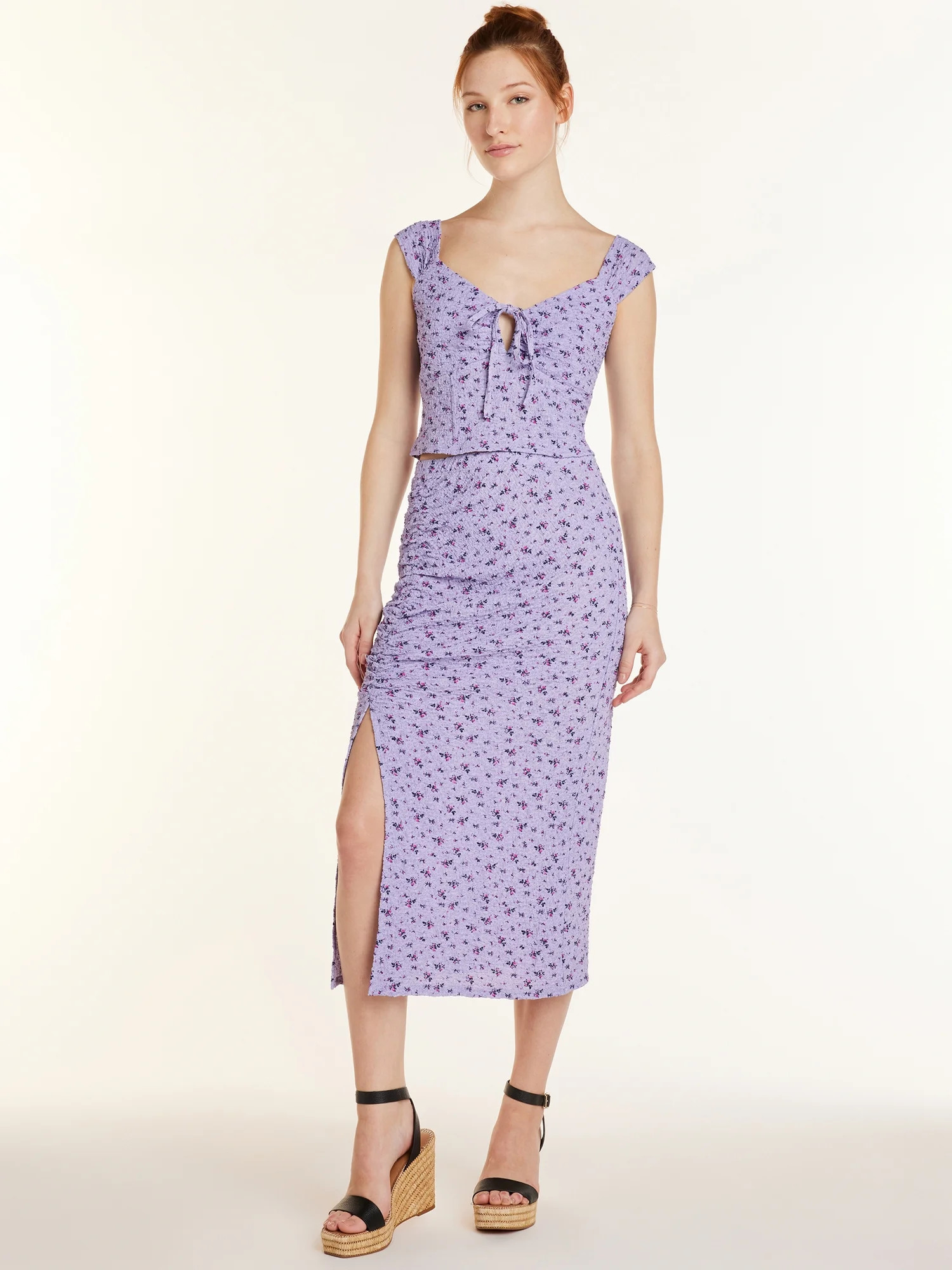 No Boundaries Juniors' Pucker Top and Skirt Set, 2 -Piece, Sizes XS-XXXL | Walmart (US)