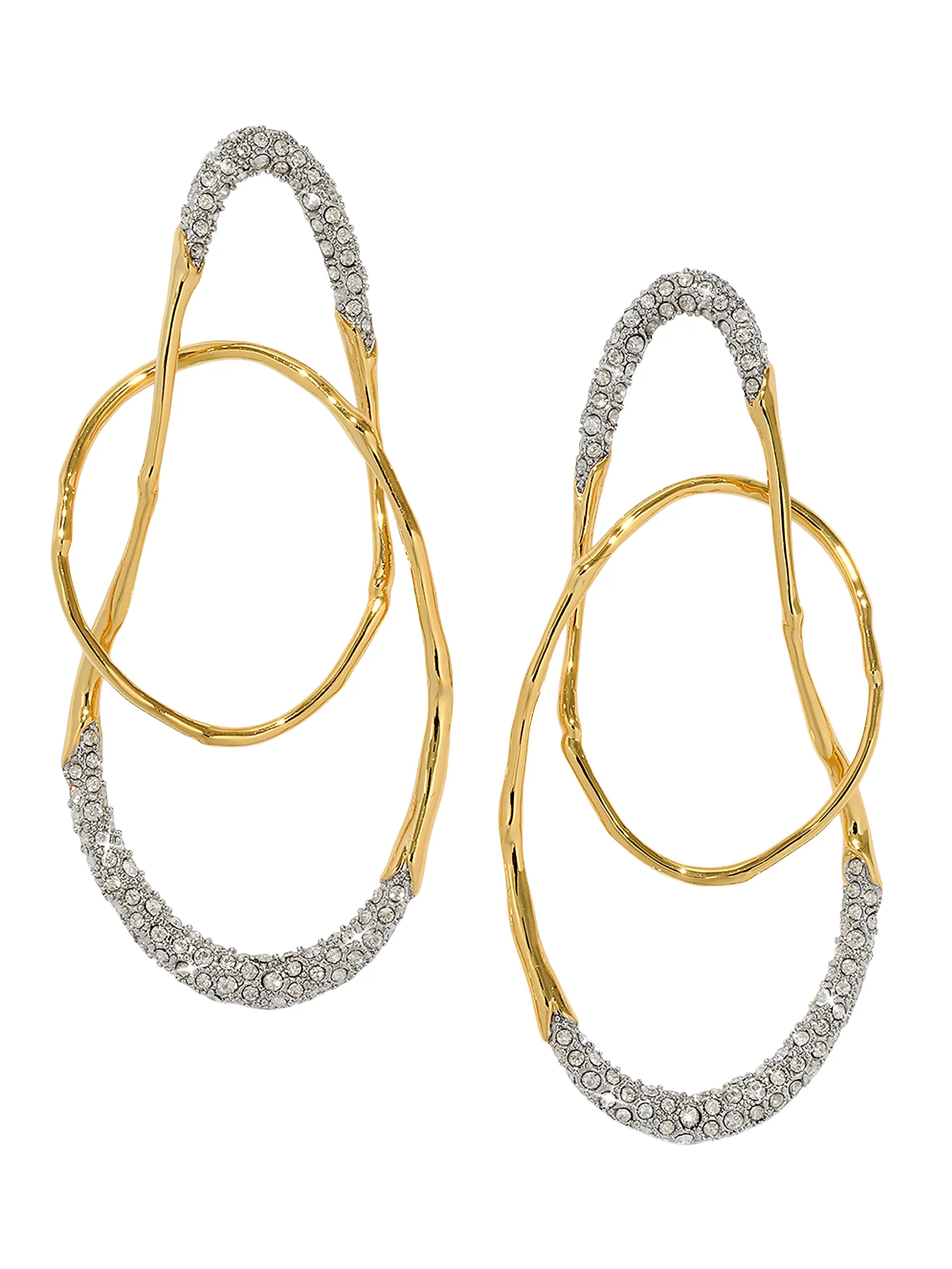 Solanales 14K-Gold-Plated, Rhodium-Plated & Crystal Twist Drop Earrings | Saks Fifth Avenue