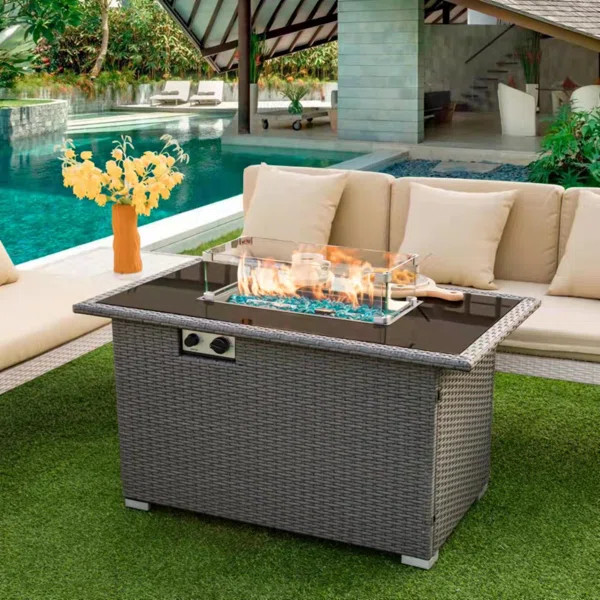 23.6'' H x 44'' W Steel Propane Outdoor Fire Pit with Lid | Wayfair North America