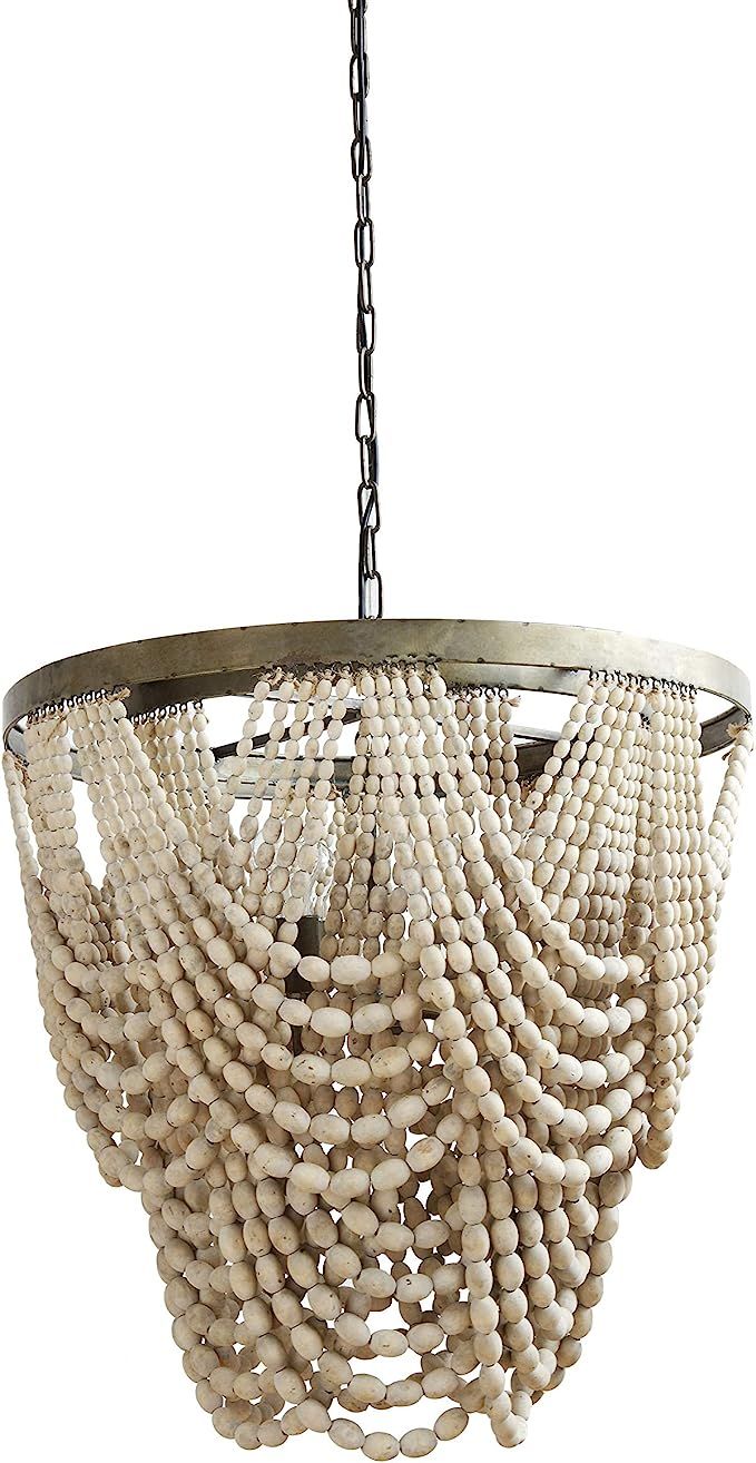 Beaded Chandelier Rustic Farmhouse Boho Light Fixture with Wooden Beads - 2-Tier Draped Bead Chan... | Amazon (US)