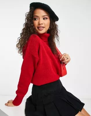 New Look roll neck knitted jumper in red | ASOS (Global)