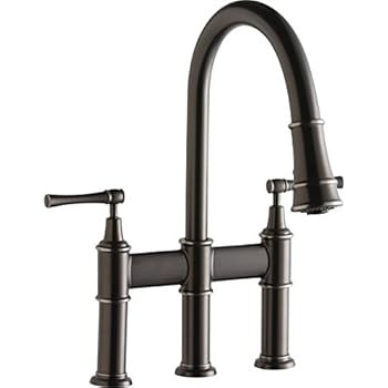 Elkay LKEC2037AS Explore Antique Steel Double Lever Pull-down Spray Bridge Faucet | Amazon (US)