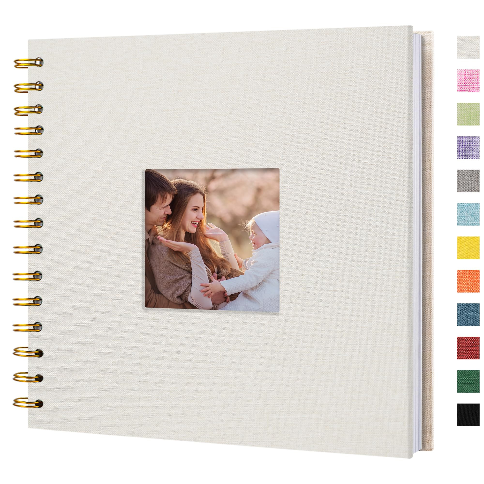 8 x 8 Inch Scrapbook Photo Album Linen Cover, Hardcover Kraft White Pages Memory Book, for Travel... | Amazon (US)