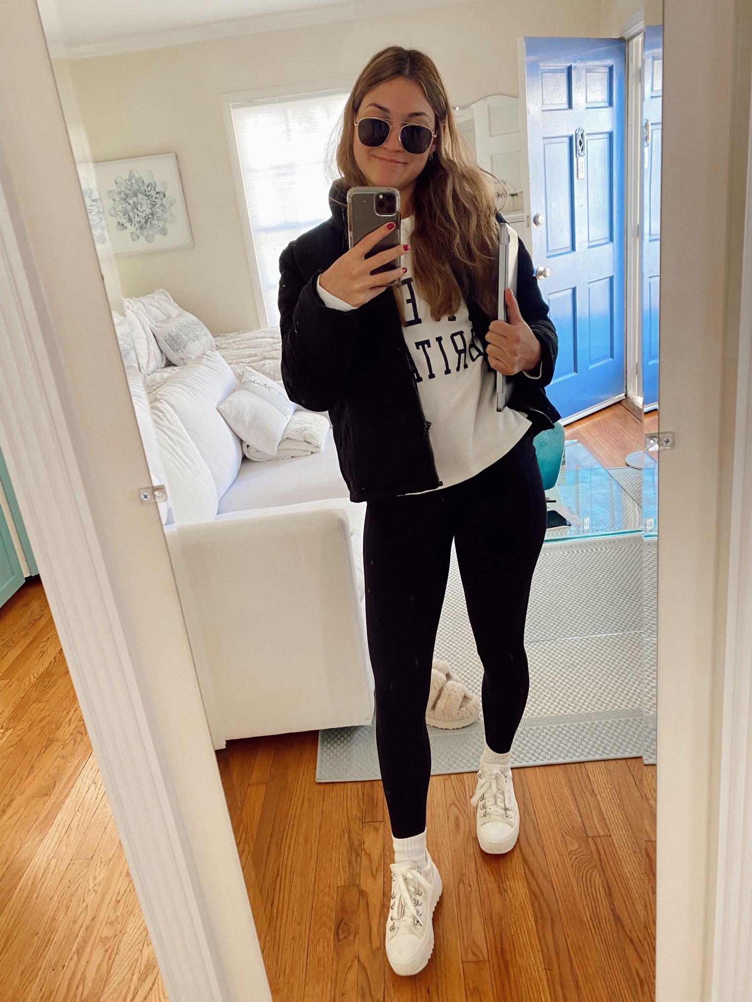  I wore this outfit to work from a coffee shop in Santa Monica! It was comfy and cute! Includes white sneakers, black leggings, a brandy melville long sleeve, and john galt puffer zip up. 

#LTKSeasonal #LTKworkwear #LTKHoliday