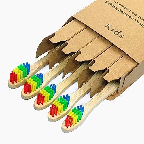 Kids Bamboo Toothbrush Rainbow Soft Bristles 5 Pack, Children's Vegan Natural Wooden Handle Tooth... | Amazon (CA)