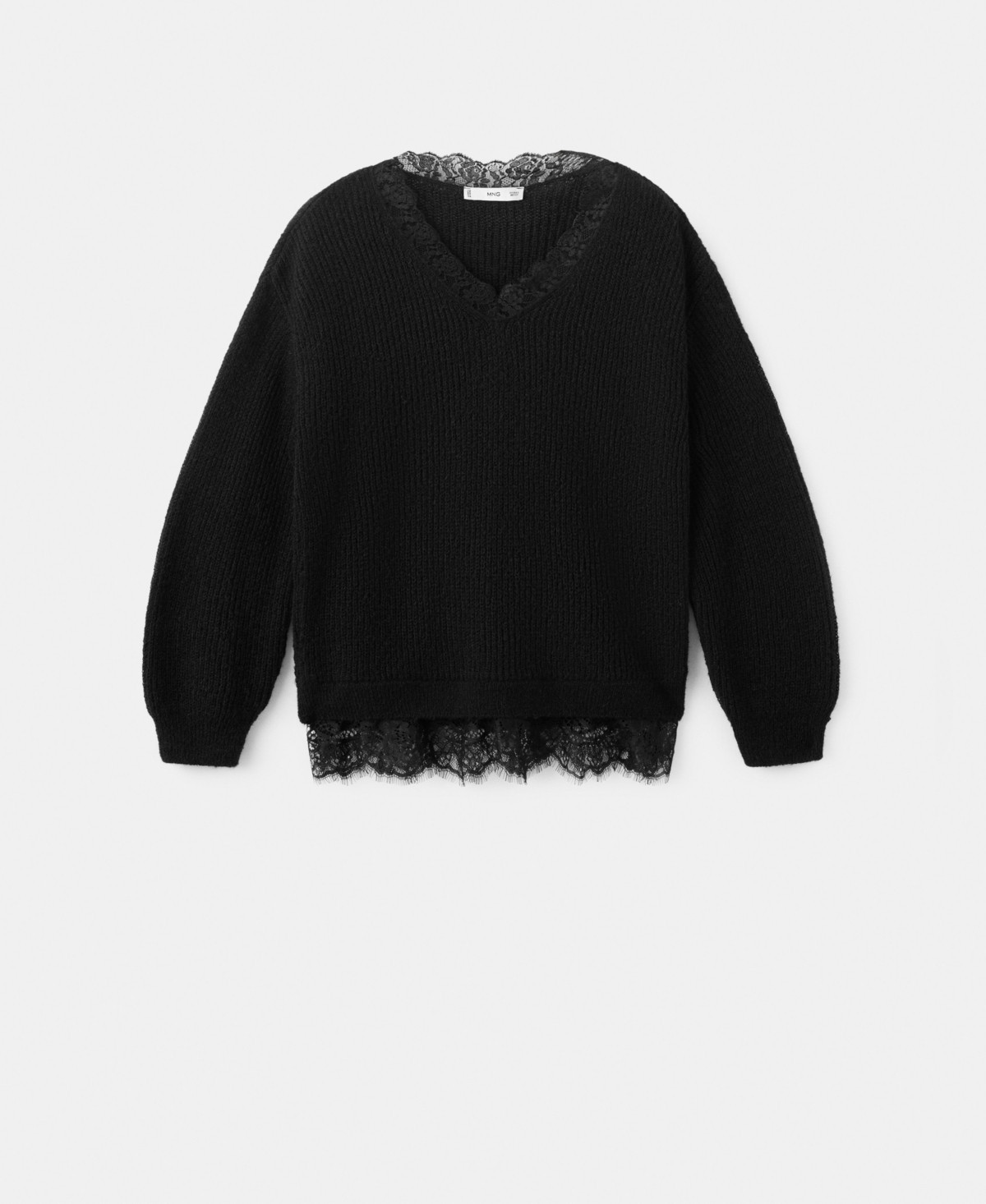Mango Women's Lace Knit Jumper Sweater - Black | Macy's