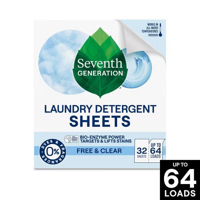 Seventh Generation Laundry Detergent Sheets - Free & Clear - 32ct | Target