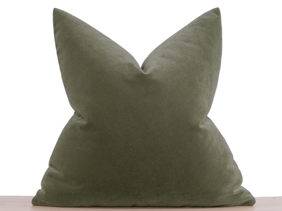 Olive Green Velvet Pillow Cover, Green Velvet Euro Sham Cover, Decorative Cushion Cover, Velvet S... | Etsy (US)