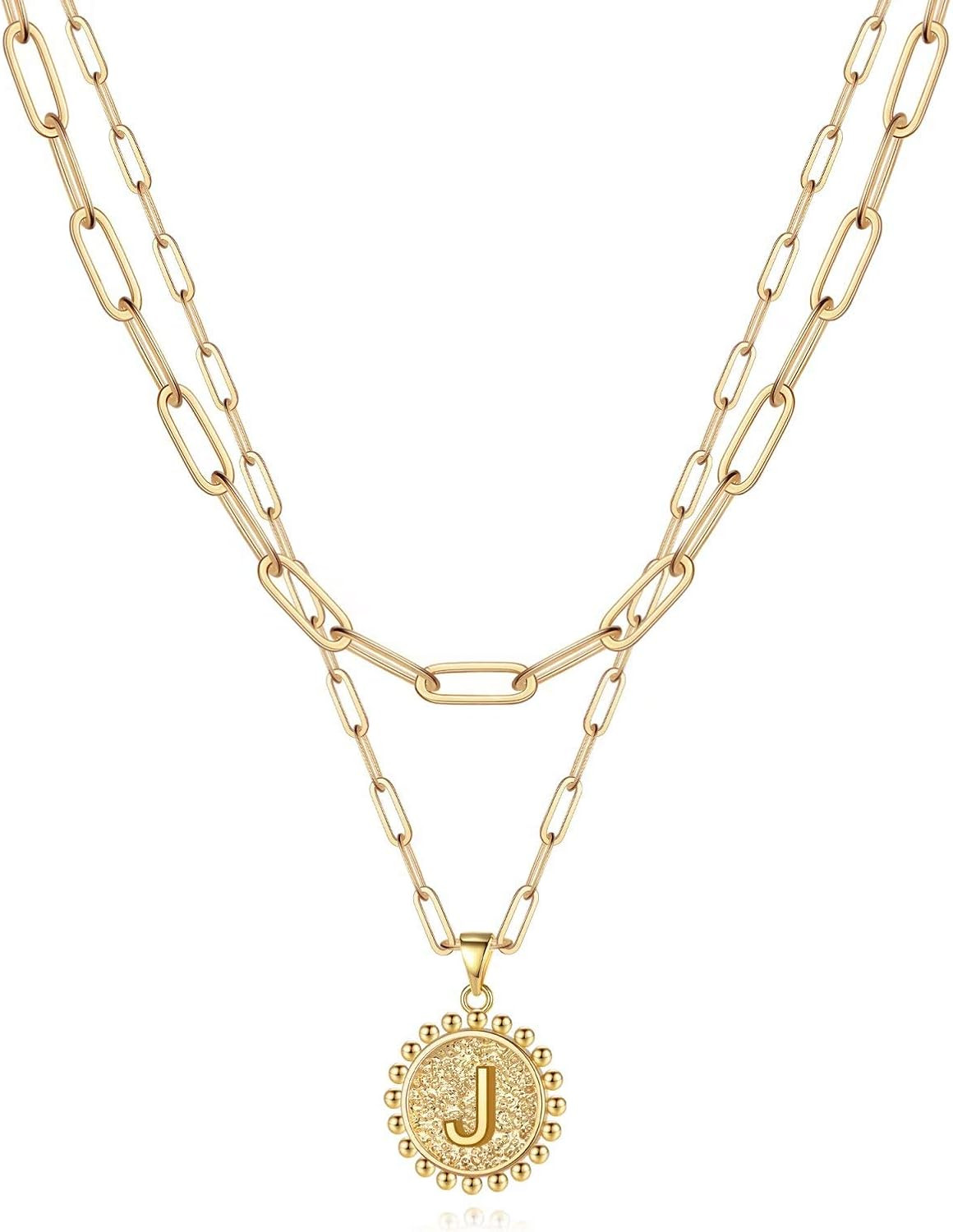 Yoosteel Gold Initial Necklaces for Women Girls, 14K Gold Plated Dainty Layering Paperclip Link C... | Amazon (US)