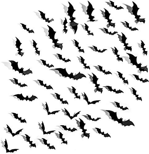80 Pcs Halloween Bats Decorations,3 Styles 3D Removable Wall Sticker with 4 Sizes for Halloween D... | Amazon (US)