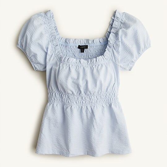 Seersucker smocked top | J. Crew US