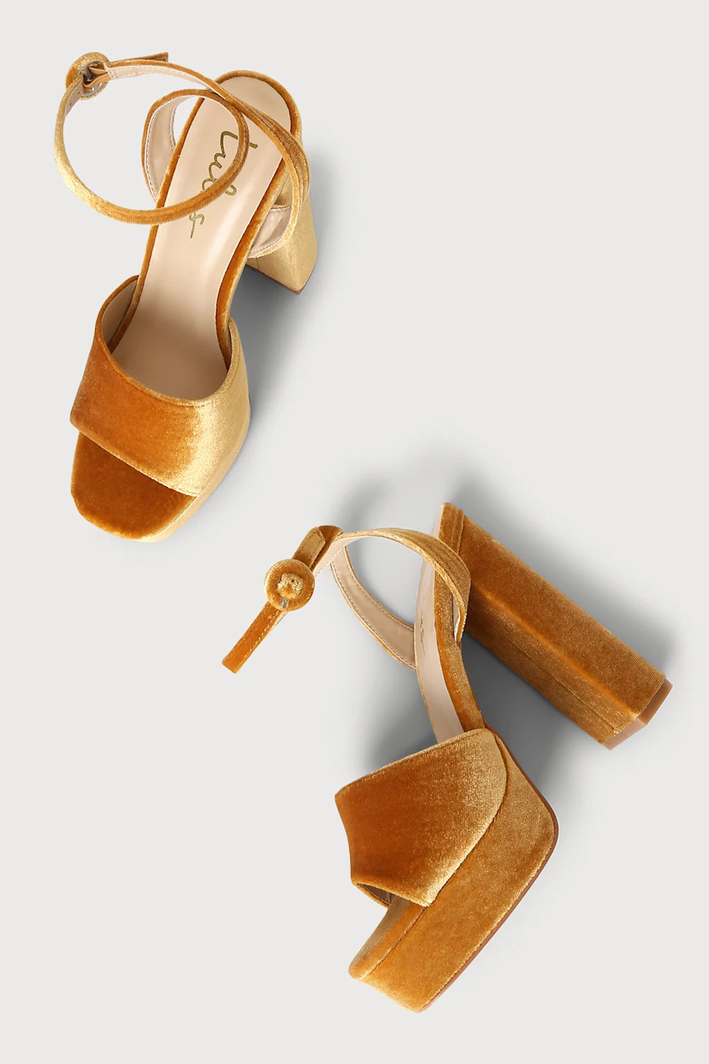 Gorgyy Marigold Yellow Velvet Platform High Heel Sandals | Lulus (US)