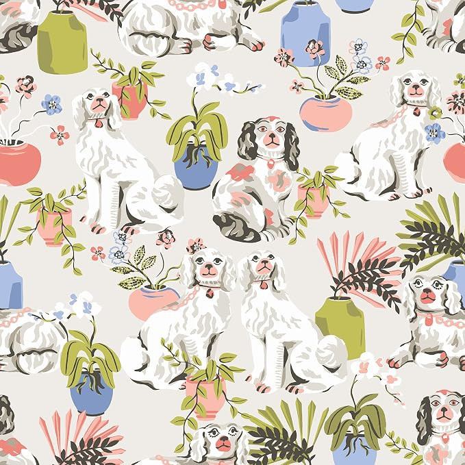 NuWallpaper x Printfresh Stone Good Dog Peel and Stick Wallpaper, Removable Wallpaper, 20.5 in x ... | Amazon (US)