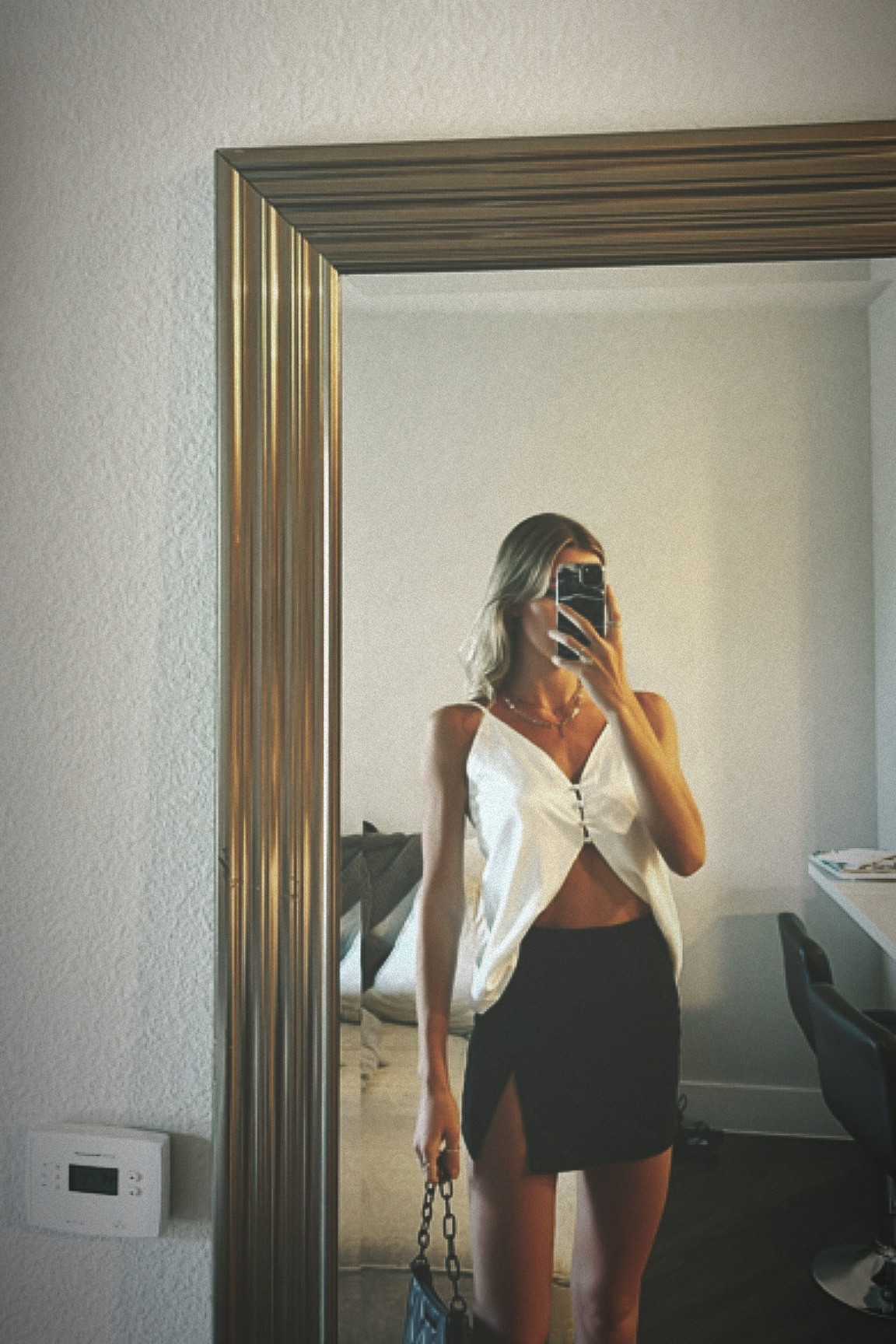 chic outfit, classy outfit, everyday outfit, girly outfit, spring style, summer style, black and white, mini skirt, tie front top, fashion accessories, bag crush, minimal style outfit, neutral aesthetic fashion

#LTKfindsunder100 #LTKitbag #LTKstyletip
