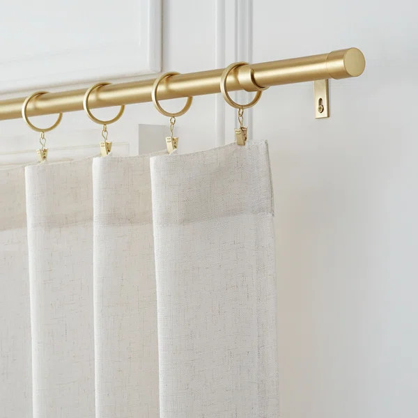 Mode Premium Collection 1 in Diameter Curtain Rod Set with Modern Endcap Finials and Steel Wall M... | Wayfair North America