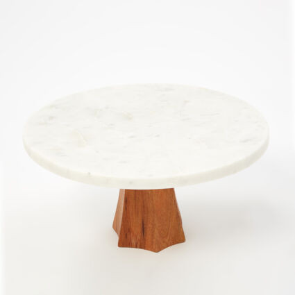 Brown Marble & Wood Cake Stand 15x27cm | TK Maxx
