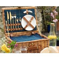 Personalised Wicker Picnic Basket with Blue Check Tweed Lining | Etsy (US)