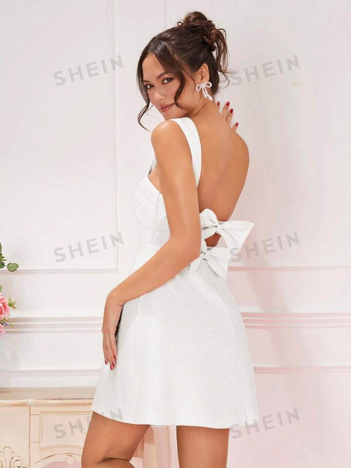 SHEIN ENCHNT Summer Casual Sleeveless Dress With Simple & Elegant Bow Decoration | SHEIN