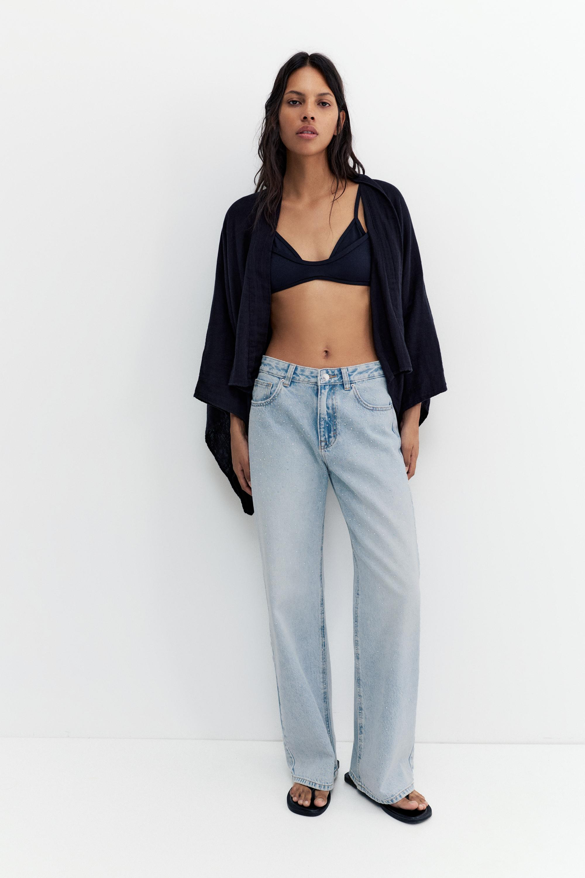 Jeans baggy dritti con strass | Pull&Bear Italy | PULL and BEAR IT