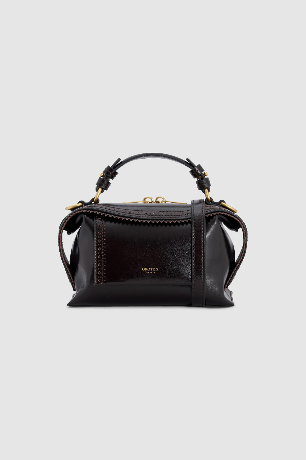 Mica Crackle Broguing Mini Bowler | Oroton