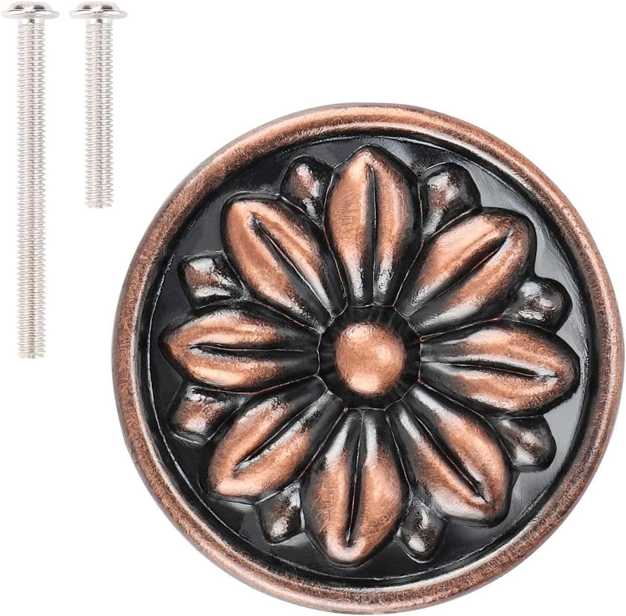 15 Pack Antique Copper Cabinet Knobs,1.5 inch Diameter Round Drawer Knobs,Vintage Flower Knobs fo... | Amazon (US)