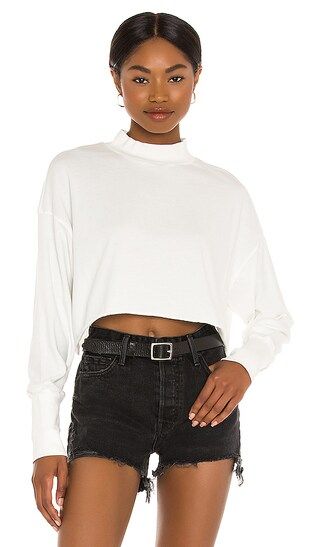 Rio Cropped Mock Neck Tee in White | Revolve Clothing (Global)
