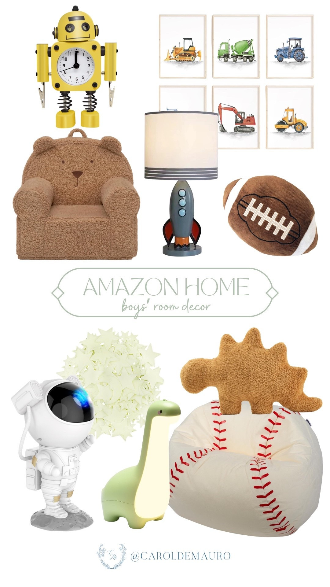 Create a playful sanctuary for your boy! Mix textures like this sherpa dinosaur pillow with functional pieces like the rocket ship lamp, wall art set, a cute bear chair, and more to create a room that feels curated, not cluttered.

amazon home, bedroom makeover, toddler bedroom, cozy vibes, play time, nursery room essentials, decor inspo

#LTKU #LTKHome #LTKKids