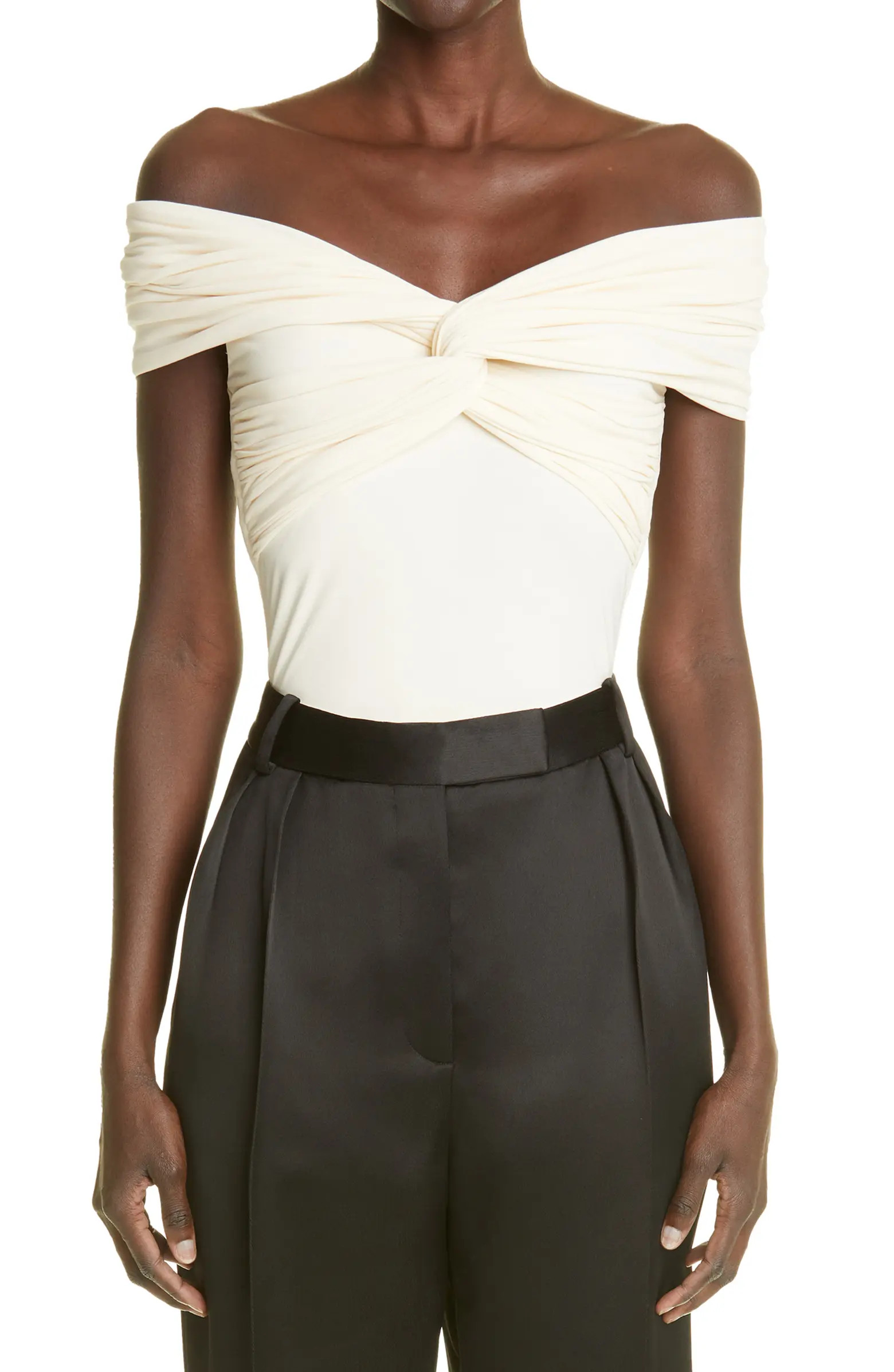 Khaite The Cerise Off the Shoulder Stretch Cotton Bodysuit | Nordstrom | Nordstrom