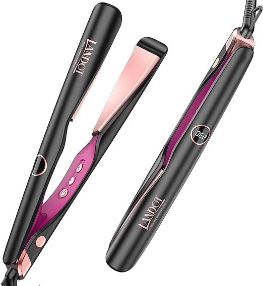 LANDOT Hair Straightener and Curler 2 in 1, Twist Flat Iron Curling Iron for Curl/Wave or Straigh... | Amazon (US)