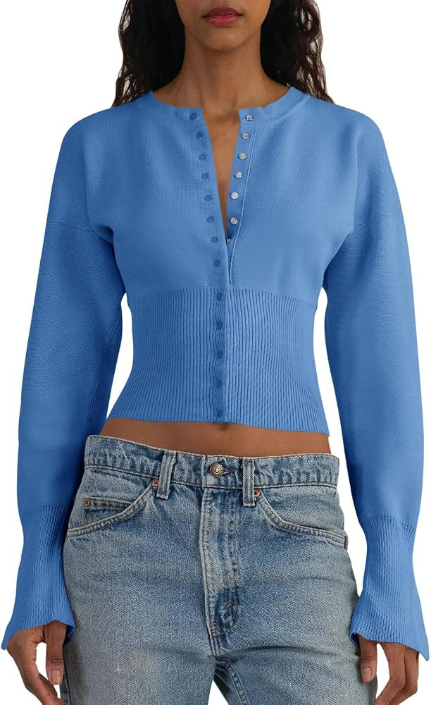 Saodimallsu Womens Cropped Sweaters Cardigan | Amazon (US)