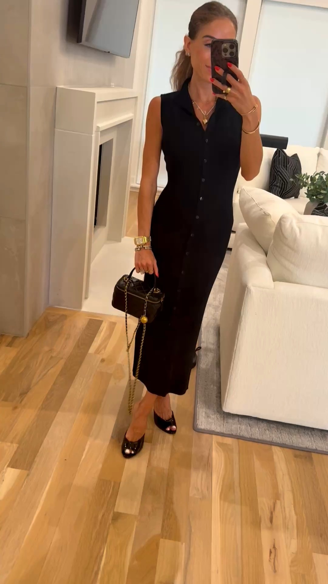 Black sleeveless midi sweater dress wearing xxs petite