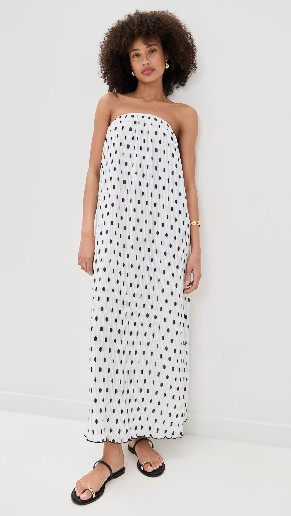 Strapless Pleated Polka Dot Maxi Dress | Shopbop