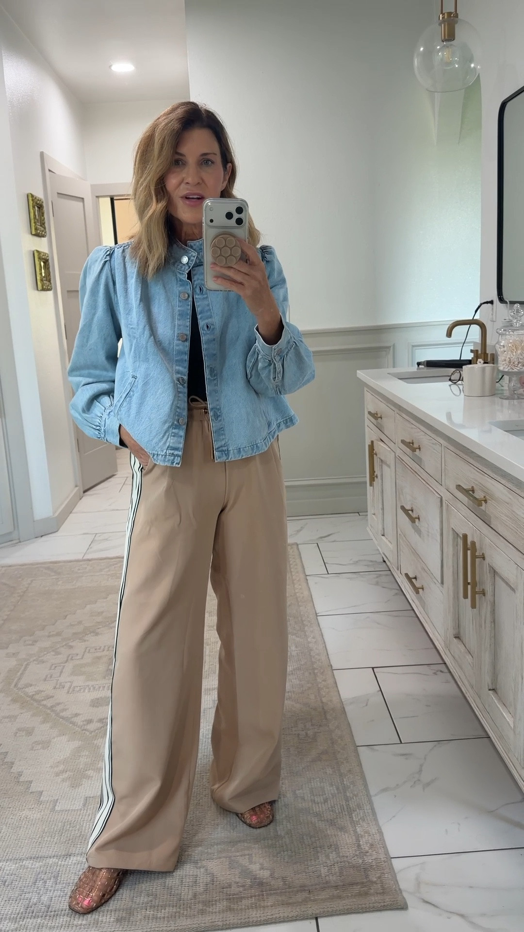I’m wearing a medium in the balloon sleeve denim jacket currently 50% off also linking a similar look from Walmart

#LTKOver40 #LTKSaleAlert