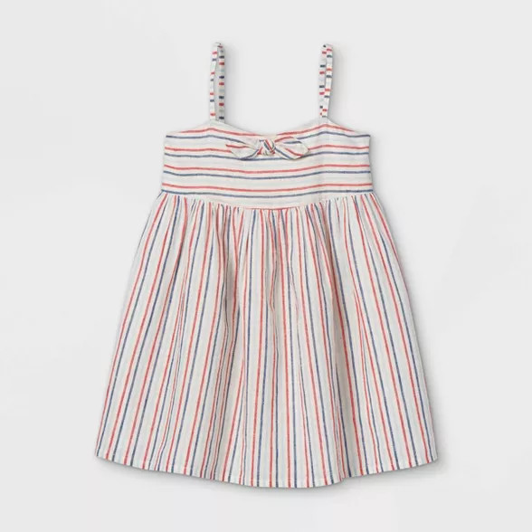 OshKosh B'gosh Toddler Girls' Striped Tie-Front Tank Dress - Blue/Red | Target
