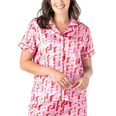 Hello Mello Womens Boots & Bubbles Satin Pajama Top Bootie Sleep, Small/Medium | Target