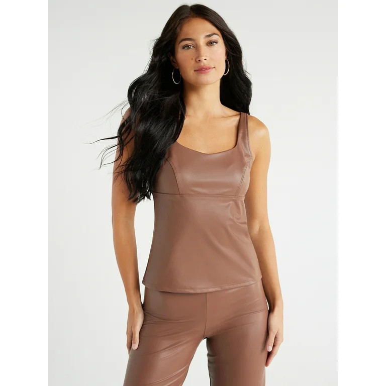 Sofia Jeans Women's Faux Leather Bustier Tank Top, Sizes XS-2XL - Walmart.com | Walmart (US)