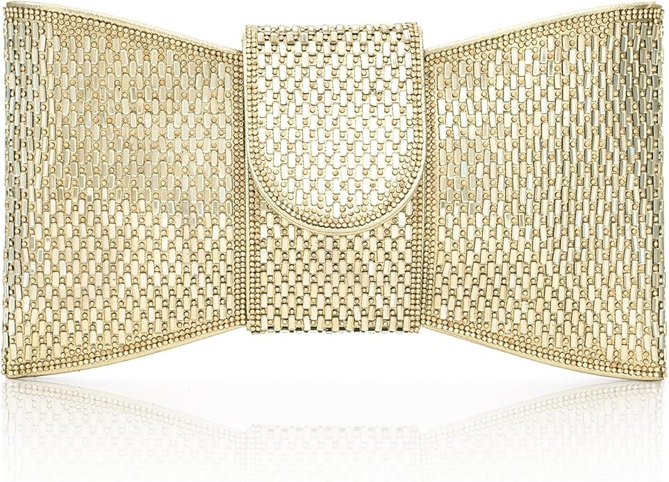 CARIEDO Pearl Rhinestone Bow Flip Clutch for Women - Wedding Prom Cocktail | Amazon (US)