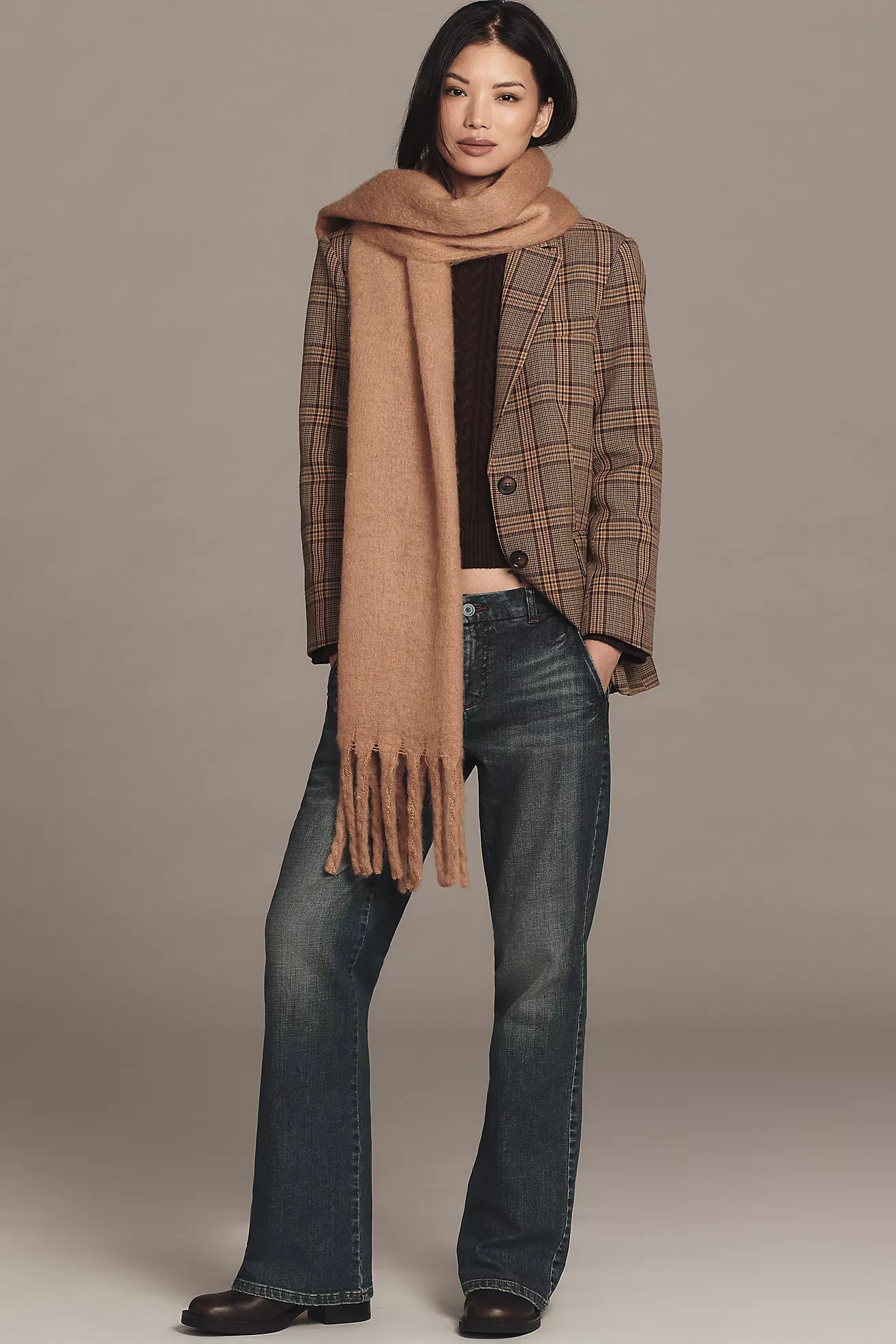 Maeve Solid Brushed Fringe Scarf | Anthropologie (US)