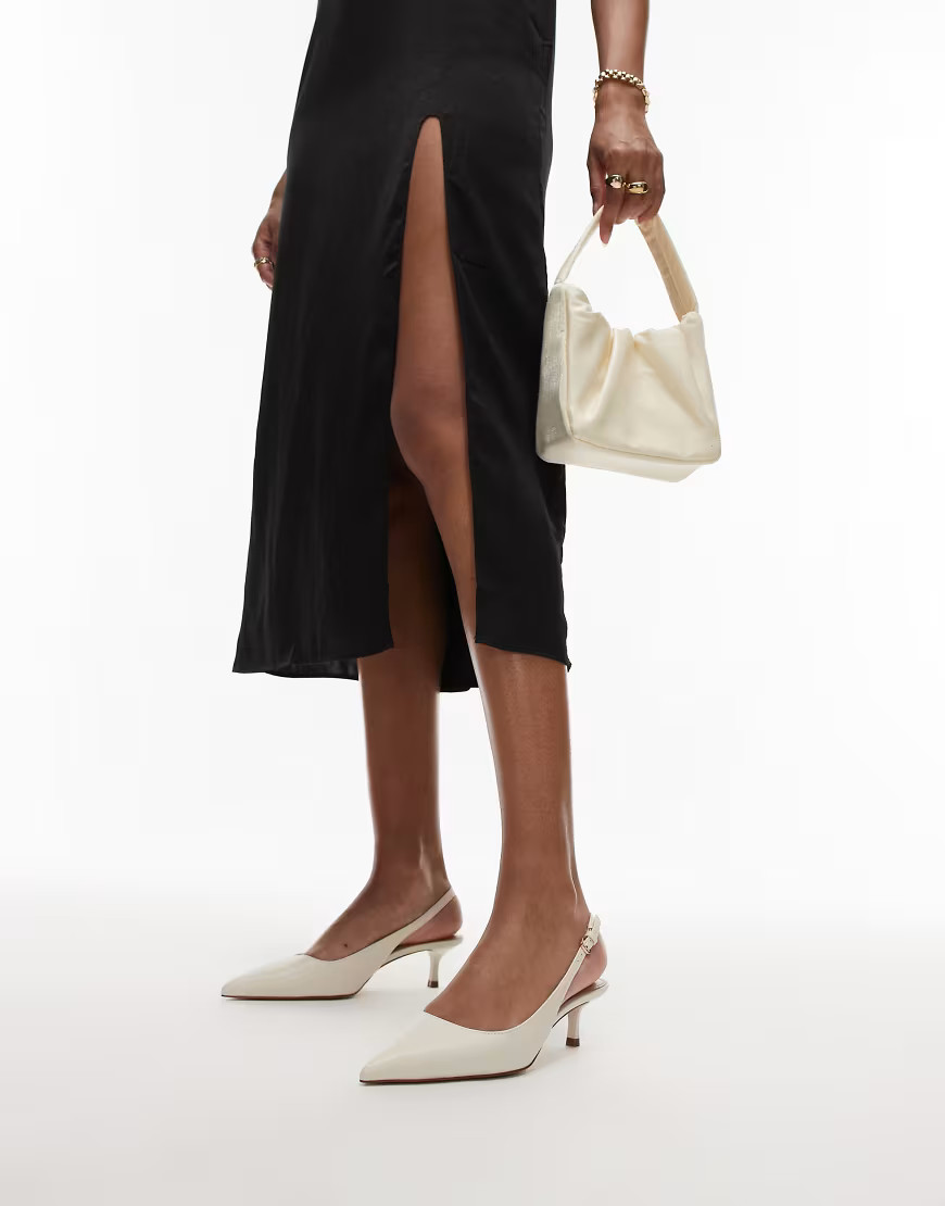 Mango pointed kitten heel shoes in cream-Neutral | ASOS (Global)