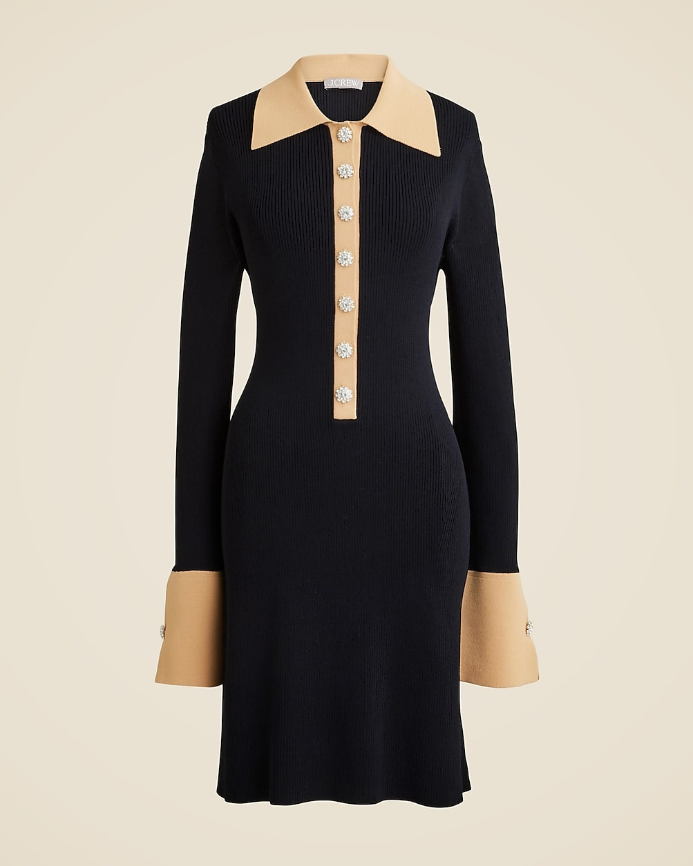 Ribbed polo sweater-dress with jewel buttons | J. Crew US