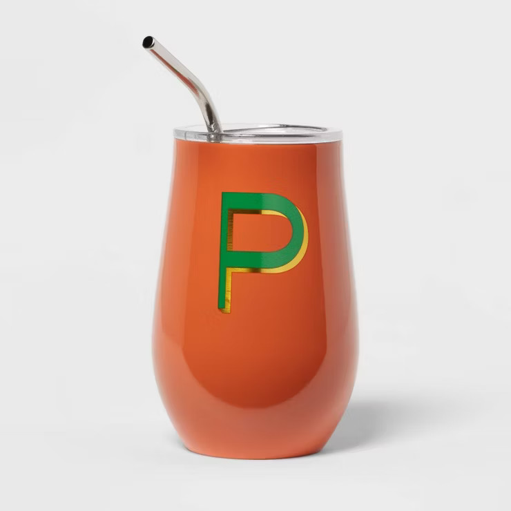 11.8oz Stainless Steel Double Walled Non-Vacuum Wine Tumbler with Lid and Straw - Opalhouse™ | Target