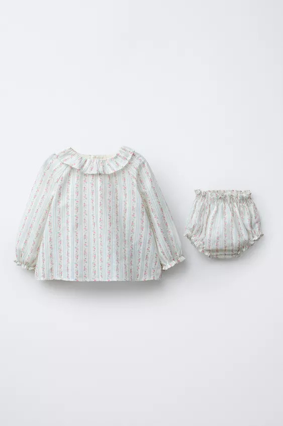 FLORAL SHIRT AND BLOOMERS SET | Zara US