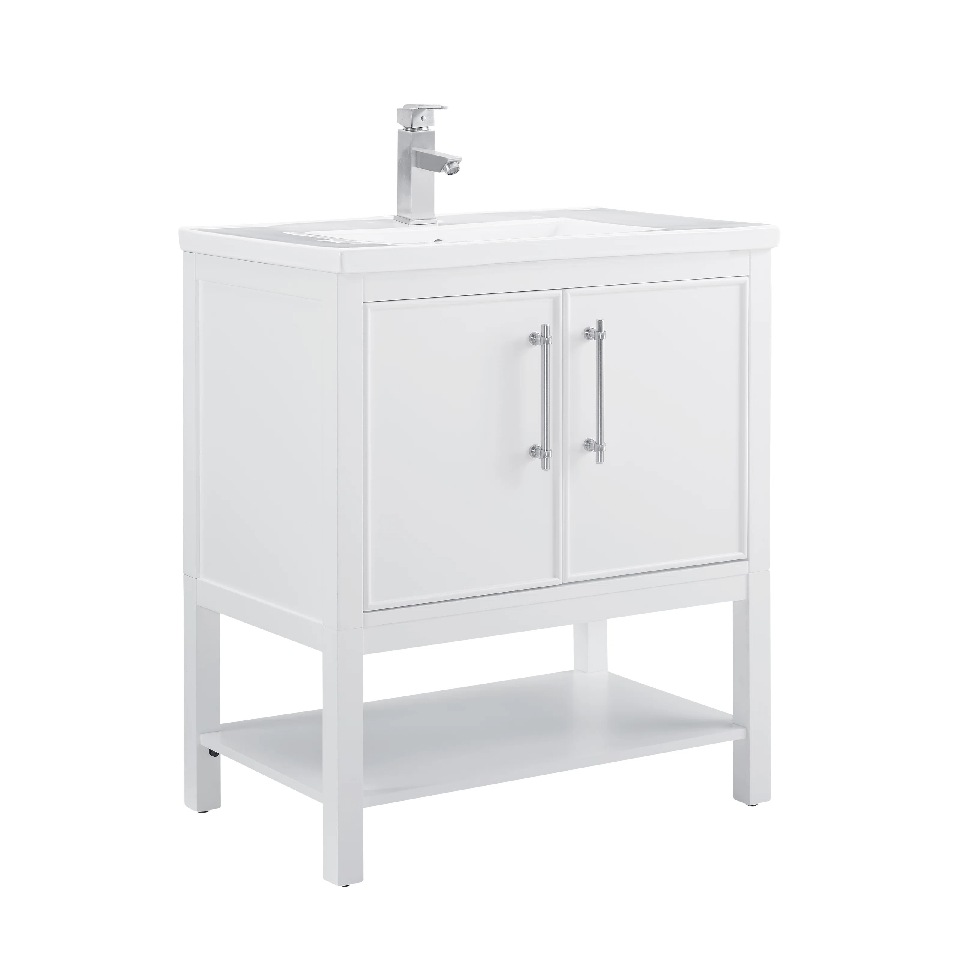 Jewell 29.84'' Free-standing Single Bathroom Vanity with Ceramic Vanity Top | Wayfair North America
