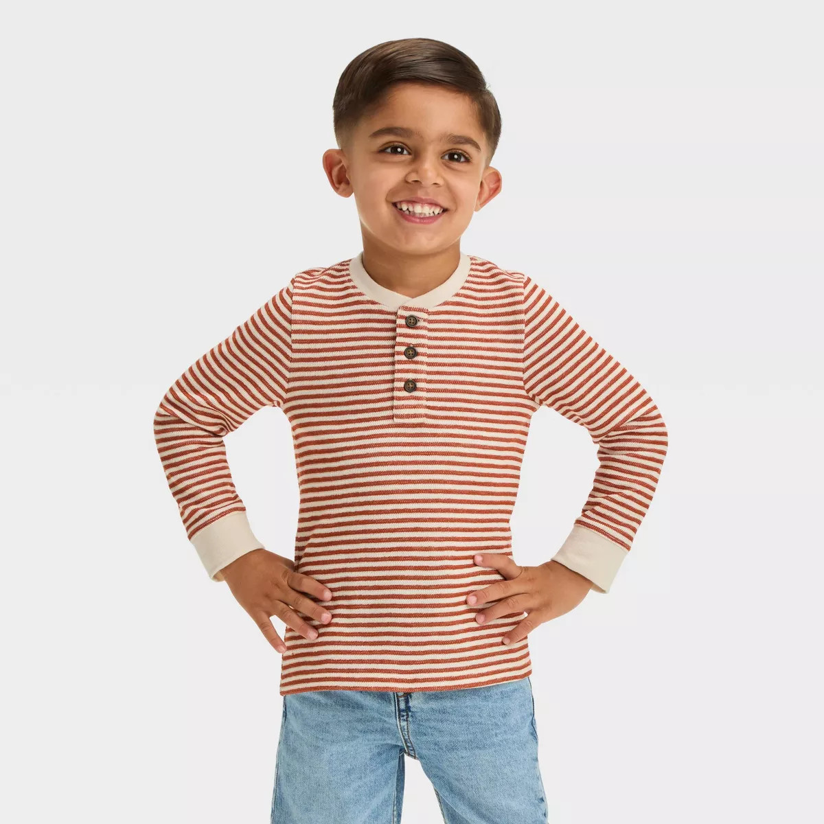 Toddler Boys' Long Sleeve Striped Henley T-Shirt - Cat & Jack™ | Target
