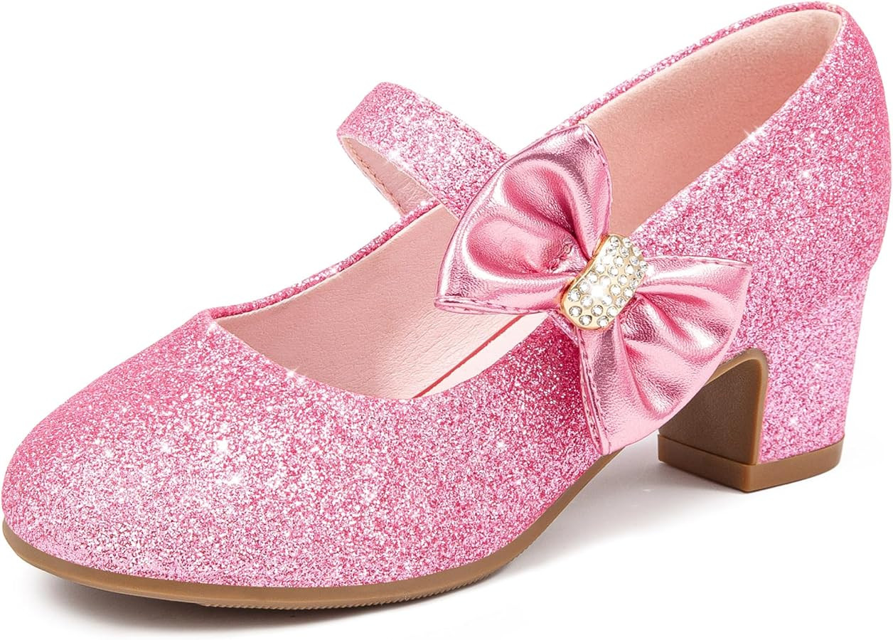 Girls Dress Shoes with Bow Mary Jane Princess Shoes Flower Girl High Heels for Toddler Little Big... | Amazon (US)