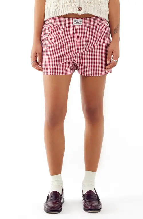 BDG Urban Outfitters Gingham Boxer Shorts in Red at Nordstrom, Size X-Large | Nordstrom